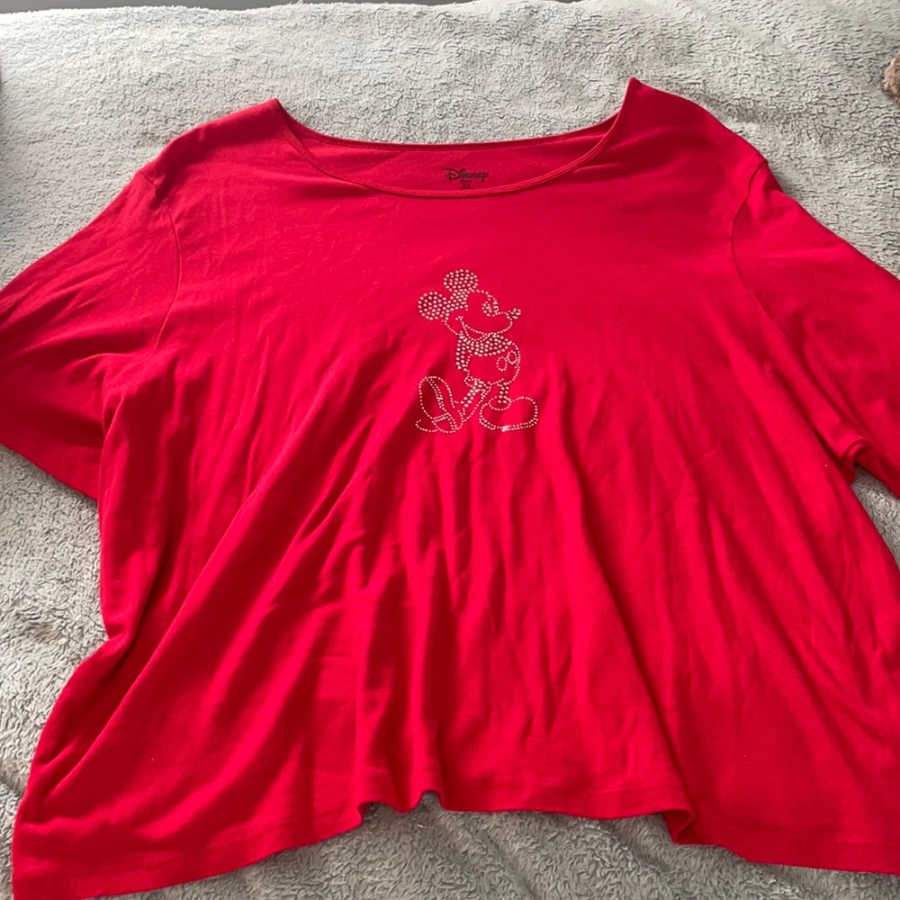 Red stretchy Mickey Mouse bedazzled top 4x